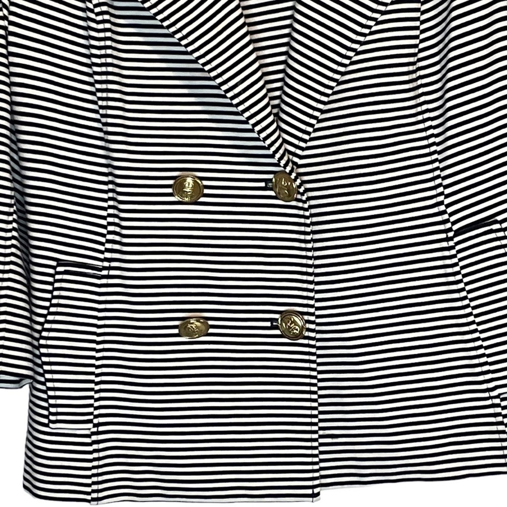 CAbi #823 Striped Life Jacket Nautical Double Breasted Gold Anchor Button Blazer - Picture 6 of 13